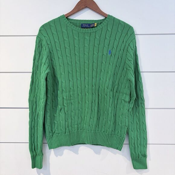 POLO Ralph Lauren Green Cable Knit Sweater XXL Classic Preppy Women’s - Picture 4 of 11